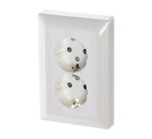 ABB Basic 55 Альп. белый Розетка 2-ая с/з моноблок, с защитными шторками  2021-0-0378   2CKA002021A0378  ABB