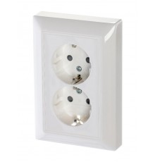 ABB Basic 55 Альп. белый Розетка 2-ая с/з моноблок, с защитными шторками  2021-0-0378   2CKA002021A0378  ABB