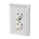 ABB Basic 55 Альп. белый Розетка 2-ая с/з моноблок, с защитными шторками  2021-0-0378   2CKA002021A0378  ABB