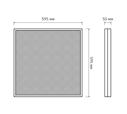 Светильник светодиодный потолочный   MiR 35W CRI90 4400lm 4000K IP40 595*595*50мм призма c БАП LED 1/1  G1-A0-00070-01GA3-4003540  Gauss
