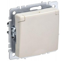 BRITE Розетка с заземлением со шторками с кр. 16А IP44 РСбш10-3-44-БрКр бежевый  BR-R16-16-44-K10  IEK