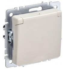 BRITE Розетка с заземлением со шторками с кр. 16А IP44 РСбш10-3-44-БрКр бежевый  BR-R16-16-44-K10  IEK