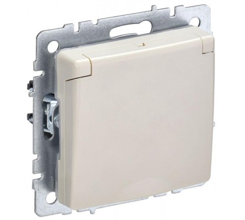 BRITE Розетка с заземлением со шторками с кр. 16А IP44 РСбш10-3-44-БрКр бежевый  BR-R16-16-44-K10  IEK