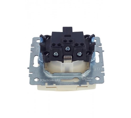 BRITE Розетка с заземлением со шторками с кр. 16А IP44 РСбш10-3-44-БрКр бежевый  BR-R16-16-44-K10  IEK