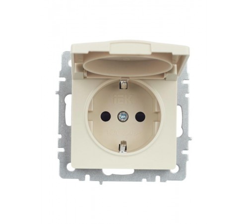 BRITE Розетка с заземлением со шторками с кр. 16А IP44 РСбш10-3-44-БрКр бежевый  BR-R16-16-44-K10  IEK
