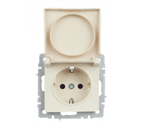 BRITE Розетка с заземлением со шторками с кр. 16А IP44 РСбш10-3-44-БрКр бежевый  BR-R16-16-44-K10  IEK