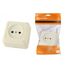 Розетка 2П открытой установки IP20 10А 250В (керамика) сл. кость "Ладога"  SQ1801-0210  TDM