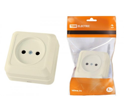 Розетка 2П открытой установки IP20 10А 250В (керамика) сл. кость "Ладога"  SQ1801-0210  TDM