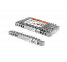 Шина "N" нулевая 6х9мм 14/2 (14 групп/крепеж по краям) никелированная инд. стикер  SQ0801-0341  TDM