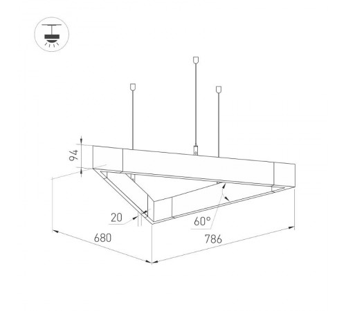 Светильник ALT-LINEAIR-TRIANGLE-FLAT-UPDOWN-DIM-785-85W Day4000 (BK, 100 deg, 230V) (arlight, IP20 Металл, 3 года)  032993  Arlight