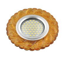 Светильник декор.встр Luciole DLS-L147 GU5.3 GLASSY/GOLD GU5.3 доп.LED подсветка 3Вт, стекл,зерк./светло-желтый.  UL-00003897  Fametto