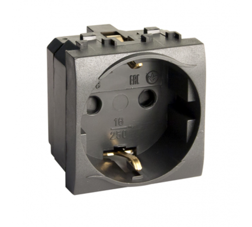 Электрическая розетка. с заземлением. со шторками. черная. 2 мод. Brava  77482N  DKC