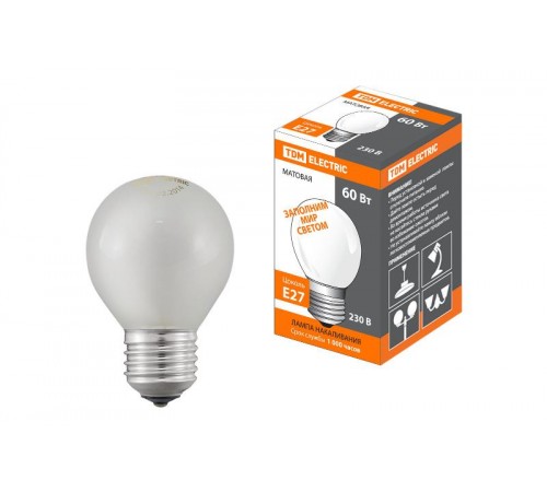 Лампа накаливания ЛОН  60Вт Е27 230В шар матовый  SQ0332-0008  TDM