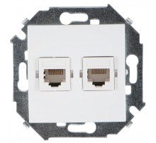 Simon 15 Белый Розетка компьютерная двойная RJ45 кат.5е, Systimax  1591593-030  Simon