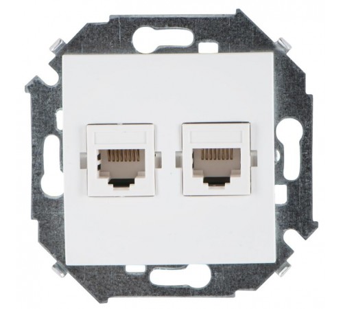 Simon 15 Белый Розетка компьютерная двойная RJ45 кат.5е, Systimax  1591593-030  Simon