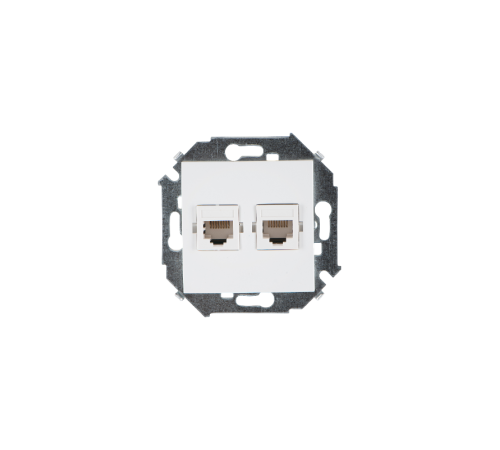 Simon 15 Белый Розетка компьютерная двойная RJ45 кат.5е, Systimax  1591593-030  Simon