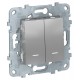Unica New Алюминий Выключатель 2-клавишный, 2 мод., с подсветкой, 2 х сх. 1а  NU521130N  Schneider Electric