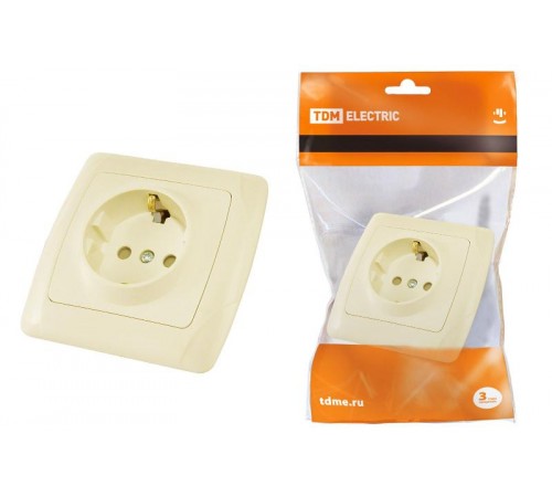 Розетка 2П+З 16А 250В с защ. шт. сл. кость "Онега"   SQ1805-0040  TDM