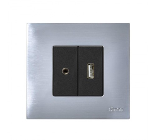 Simon 27 Розетка для подключения разъёма audio mini-jack (3,5мм), винтовое соединение, узкий модуль, S27, гра  2701092-038  Simon