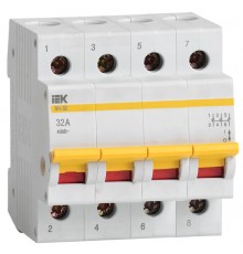 Выключатель нагрузки модульный (мини-рубильник) ВН-32 4Р 32А  MNV10-4-032  IEK
