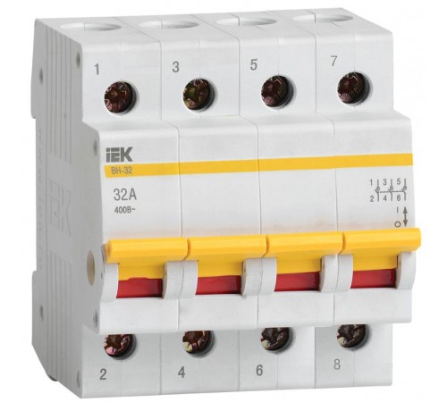 Выключатель нагрузки модульный (мини-рубильник) ВН-32 4Р 32А  MNV10-4-032  IEK