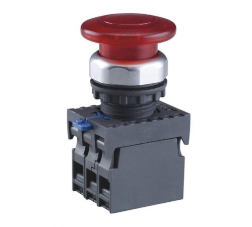 Кнопка управления "Грибок" 40мм NP8-02MD/14 подсвет., самовозв., красн., AC110-230В, 2НЗ, IP65 (R)  667600  CHINT