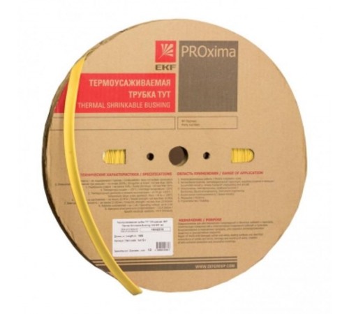 Термоусаживаемая трубка ТУТ нг 100/50 желтая рулон PROxima  tut-100-y  EKF