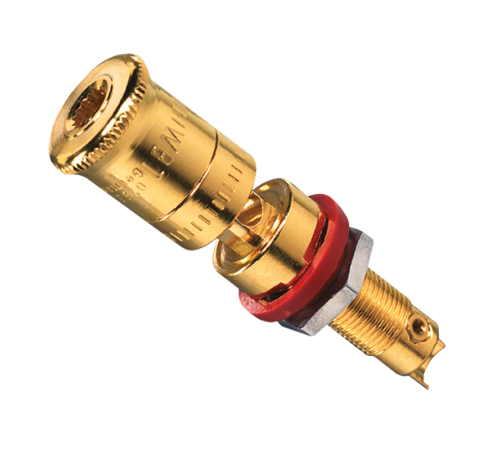 Разъём для "High-End" акустики, с красным кольцом, медь с позолотой; Аксессуары  LPK63RT  Jung