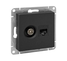 Механизм розетки TV+RJ45 (cat5), чёрный Эпика EKF  UP1-SOB-TV+RJ  EKF