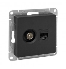 Механизм розетки TV+RJ45 (cat5), чёрный Эпика EKF  UP1-SOB-TV+RJ  EKF