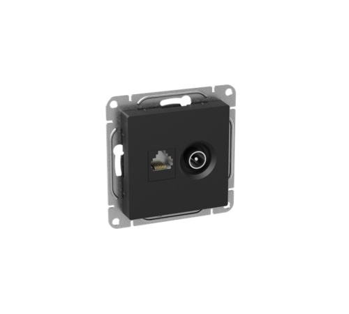 Механизм розетки TV+RJ45 (cat5), чёрный Эпика EKF  UP1-SOB-TV+RJ  EKF