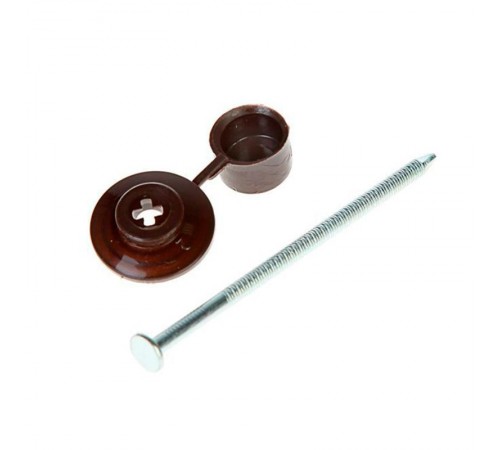 Гвозди кровельные для ондулина 70 мм, шляпка коричневая (100 шт) - пакет ( 0,52501 кг)  151916  Tech-KREP