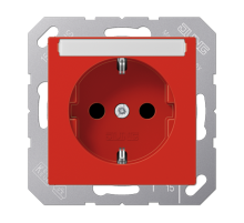 Штепсельная розетка SCHUKO 16A 250V~ с защитой от детей; с полем для надписи; термопласт; красная  A1520BFKINART  Jung