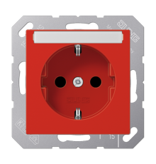 Штепсельная розетка SCHUKO 16A 250V~ с защитой от детей; с полем для надписи; термопласт; красная  A1520BFKINART  Jung