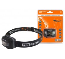 Фонарь "Налобный 10" аккумуляторный, 5 Вт 1 светодиод CREE, Li-Ion 3,7 В 0,6 А*ч, USB, сенсор,  SQ0350-0062  TDM