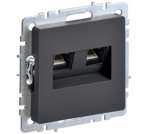 BRITE Розетка компьютерная 2-ая RJ45 кат.5E РК10-2-БрГ графит   BR-K20-1-K53  IEK