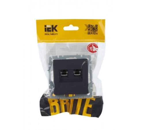 BRITE Розетка компьютерная 2-ая RJ45 кат.5E РК10-2-БрГ графит   BR-K20-1-K53  IEK