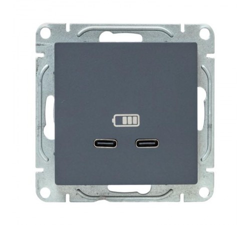 Механизм розетки USB-C - 2шт, графит Эпика  UP1-SOG-2USBC EKF