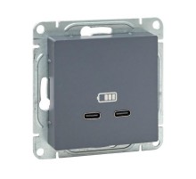 Механизм розетки USB-C - 2шт, графит Эпика  UP1-SOG-2USBC EKF