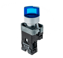 Переключатель с LED подсветкой, 220V AC/DC, синий, 2 полож. 1NO, фикс., мет. MTB2-BK2663  58217  ОВЕН