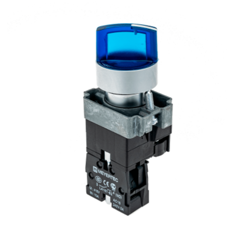 Переключатель с LED подсветкой, 220V AC/DC, синий, 2 полож. 1NO, фикс., мет. MTB2-BK2663  58217  ОВЕН