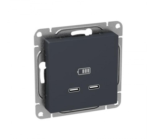 Механизм розетки USB-C - 2шт, графит Эпика  UP1-SOG-2USBC EKF