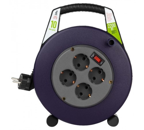 Удлинитель силовой BPx-4e-3x1-10m в закрытом корпусе с заземлением с выключателем 4 розетки 10м ПВС 3x1мм2 10А  Б0052927  ЭРА