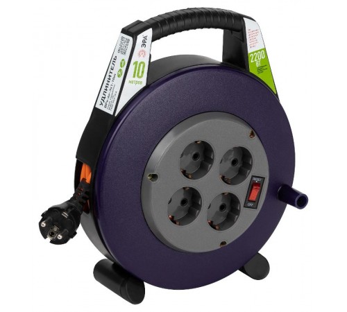 Удлинитель силовой BPx-4e-3x1-10m в закрытом корпусе с заземлением с выключателем 4 розетки 10м ПВС 3x1мм2 10А  Б0052927  ЭРА