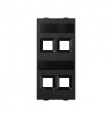 Модуль S прямой на 4 разъема RJ45 без шторок цвета графит Connect  S076C-14  Simon