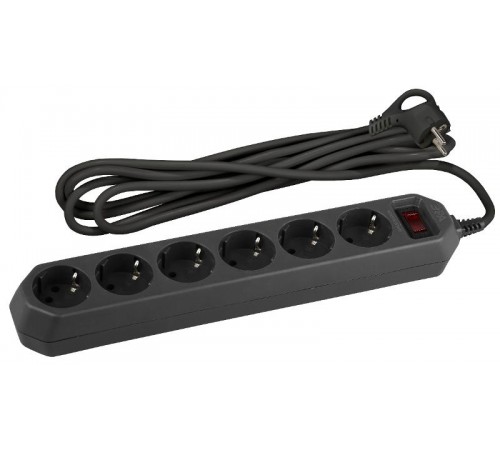 Сетевой фильтр USF-6es-1,5m-B-BOX Сет.фильтр базовая защита, с/з, с выкл, 6гн, 1,5м, ПВС,  Б0037261  ЭРА