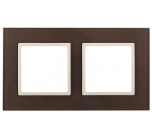14-5102-31 Рамка на 2 поста, стекло, Эра Elegance, мокко+сл.к  Б0034503  ЭРА