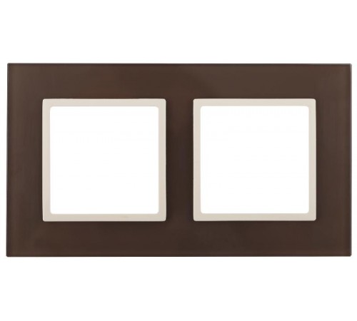 14-5102-31 Рамка на 2 поста, стекло, Эра Elegance, мокко+сл.к  Б0034503  ЭРА