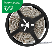 Лента светодиодная Elementary 2835/60-SMD 4.8W 12V DC зеленый IP20 (ZIP Bag 5м)  355000605  Gauss