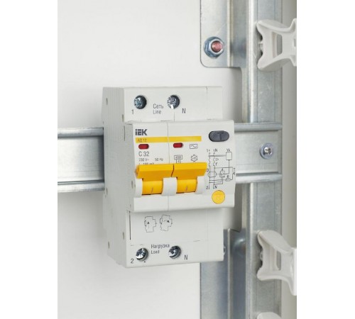 Выключатель автоматический дифференциального тока АД12 2п 32А C 100мА тип AC (3 мод)  MAD10-2-032-C-100  IEK